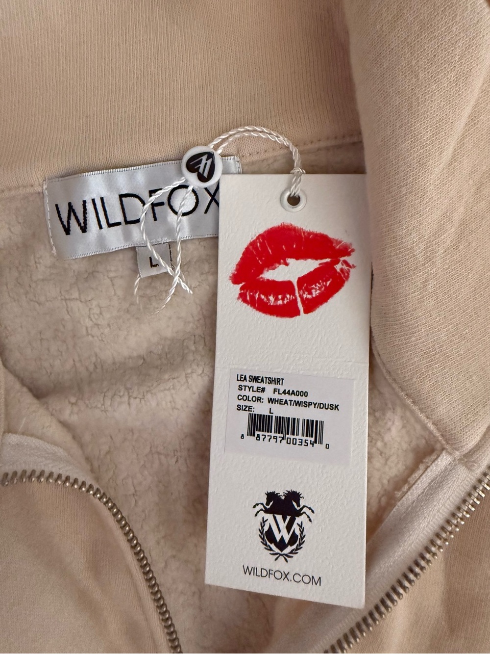 Wildfox Colorblock Half-Zip Pullover Sweater in Cream/Lavender/Blue Large - Picture 4 of 4